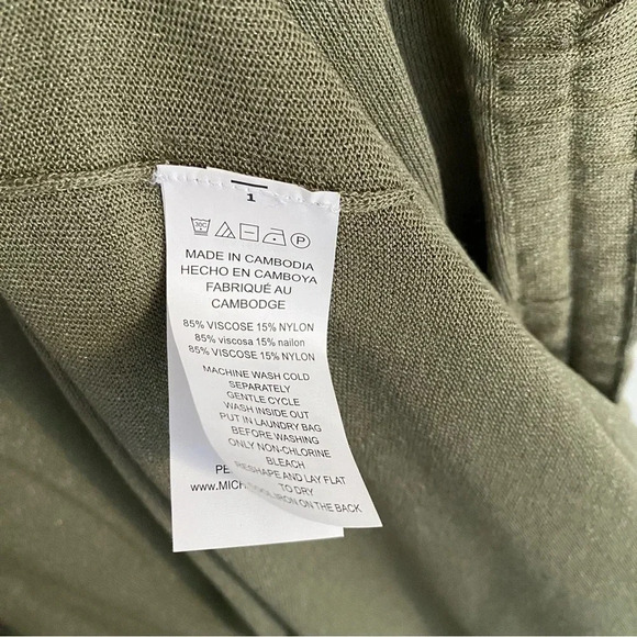 Michael Kors Women’s ARMY GREEN Long Pocket Open Front Cardigan XS MSRP $120 NWT - Picture 3 of 6